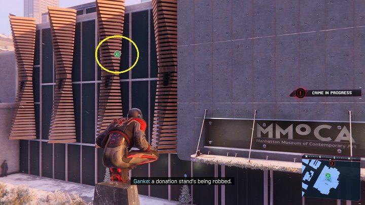 The capsule from Central Park is located on the museum building - Spider-Man Miles Morales: Time capsules - all locations, list - Find - Spider-Man Miles Morales Guide