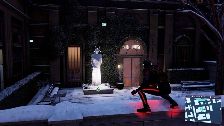 The second capsule lies under the statue, on the building's terrace, near the park - Spider-Man Miles Morales: Time capsules - all locations, list - Find - Spider-Man Miles Morales Guide