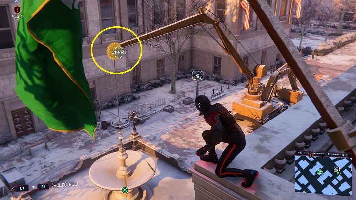 The second capsule in the Financial District is located under an inactive fountain - Spider-Man Miles Morales: Time capsules - all locations, list - Find - Spider-Man Miles Morales Guide