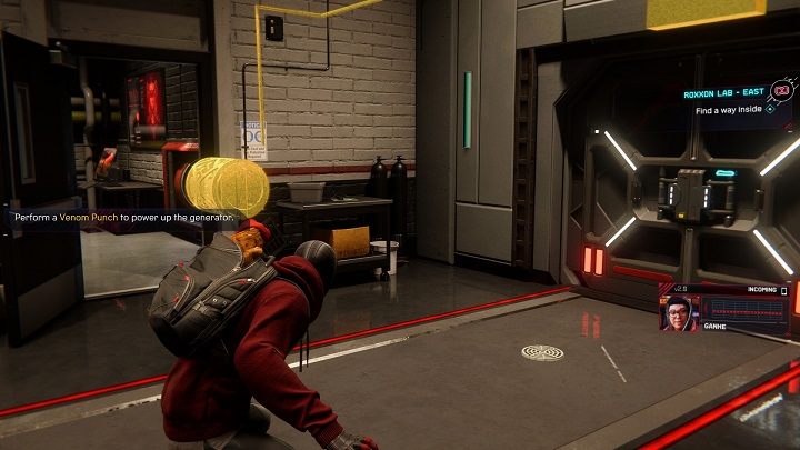 Use the venom abilities on the generator (L1 square) to open the door and clean the hall from Roxxon security guards - Spider-Man Miles Morales: Roxxon Laboratories - all locations, list - Laboratories and hiding places - Spider-Man Miles Morales Guide