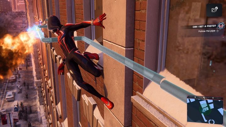 Talk to a girl on a terrace near the park in the financial district - Spider-Man Miles Morales: Activities in the FNSM App - walkthrough, list - MSMZS application - Spider-Man Miles Morales Guide