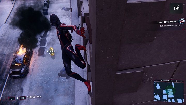 The last explosion will cause a fire in a nearby car - Spider-Man Miles Morales: Activities in the FNSM App - walkthrough, list - MSMZS application - Spider-Man Miles Morales Guide