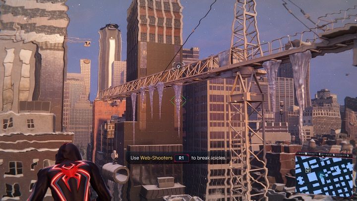 In this short task you have to talk to a worker on the roof next to the crane - Spider-Man Miles Morales: Activities in the FNSM App - walkthrough, list - MSMZS application - Spider-Man Miles Morales Guide