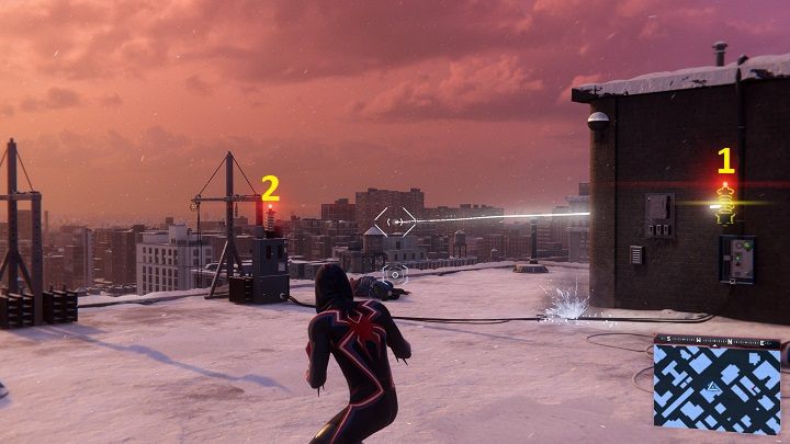 After accepting the task, go to the designated place and talk to the worker who is stuck on the platform - Spider-Man Miles Morales: Activities in the FNSM App - walkthrough, list - MSMZS application - Spider-Man Miles Morales Guide