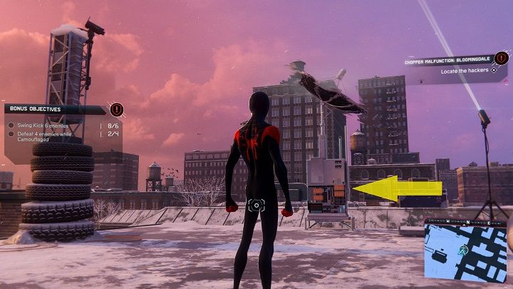 Head to a designated area on the border of Harlem and the Upper West Side - Spider-Man Miles Morales: Crimes from the FNSM app - guide, list - FNSM App - Spider-Man Miles Morales Guide