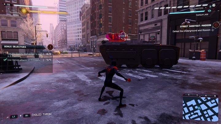 Beat all participants in the Midtown shooting - Spider-Man Miles Morales: Crimes from the FNSM app - guide, list - FNSM App - Spider-Man Miles Morales Guide
