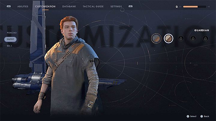Besides changing the appearance of the poncho, you can also determine the type of material of the heros costume - Is it possible to change the appearance of the main character in Fallen Order? - Hero and team - Star Wars Jedi Fallen Order Guide