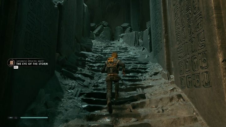To go further, you need to climb the stairs and squeeze through the narrow passages - Tomb of Eilram | Jedi Fallen Order Tombs - Tombs - Star Wars Jedi Fallen Order Guide