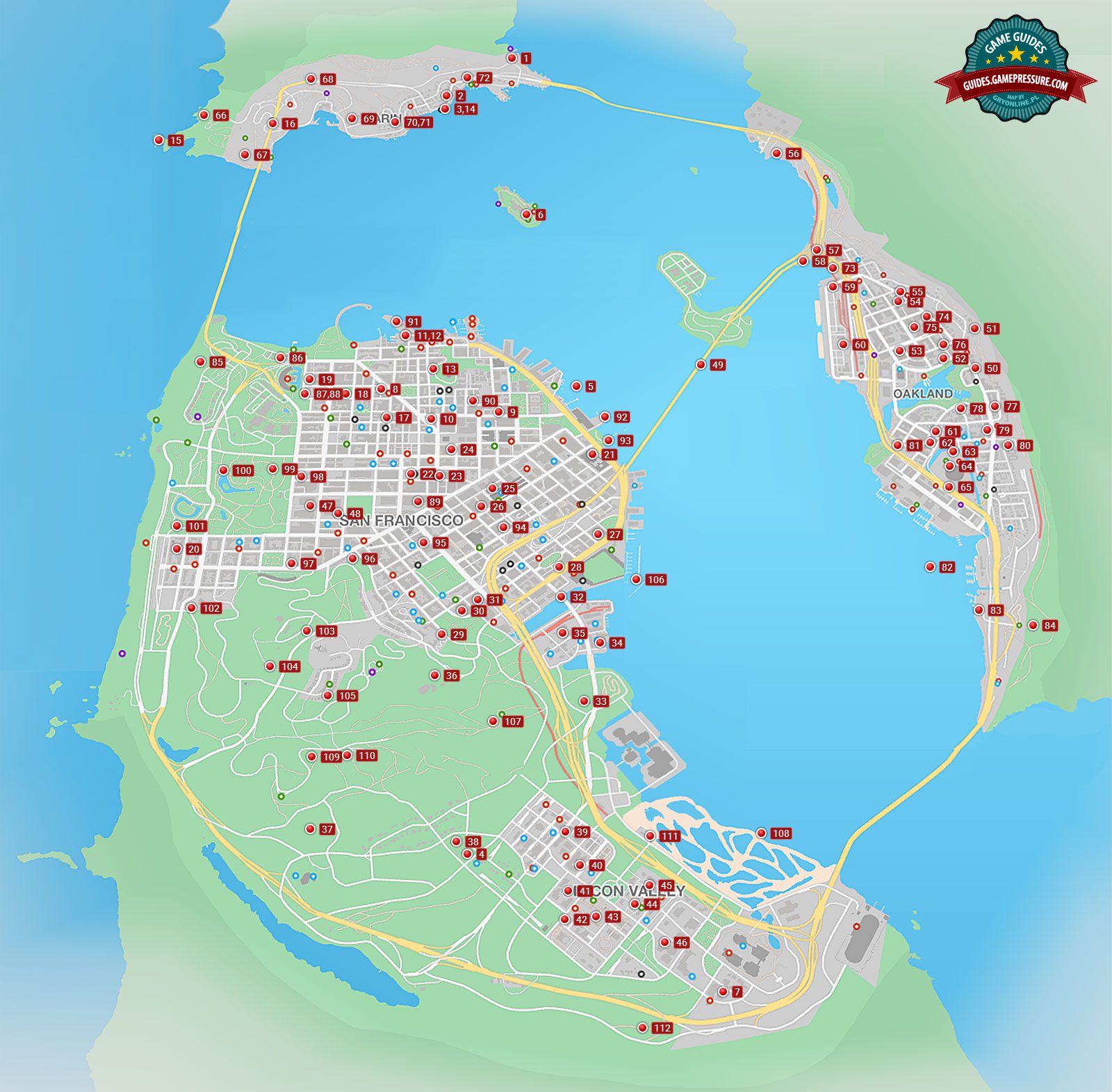 Research Points Map Locations 1 61 Watch Dogs 2 Game Guide