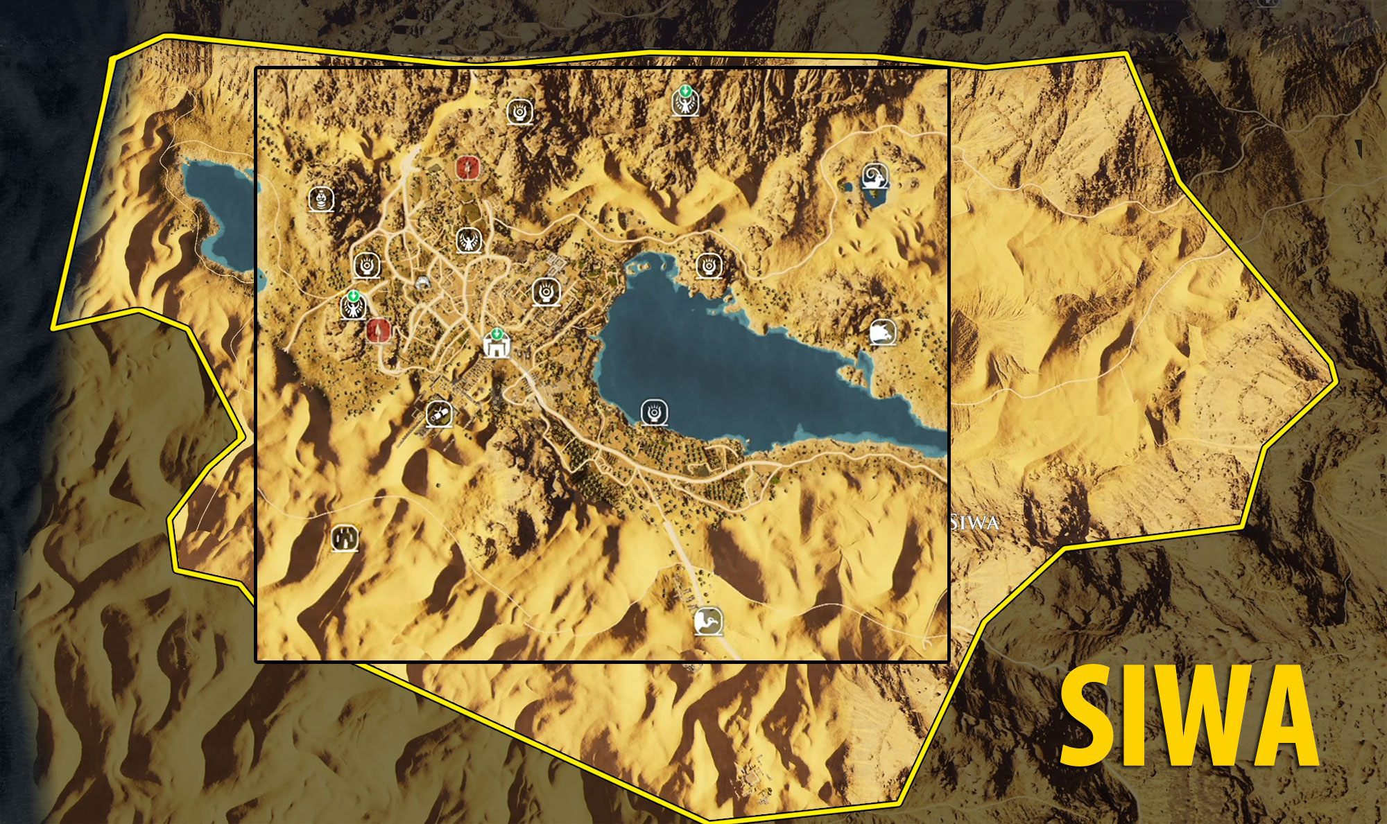 Map of Siwa - Tombs, papyrus puzzles and secrets - Assassin's Creed Origins | gamepressure.com