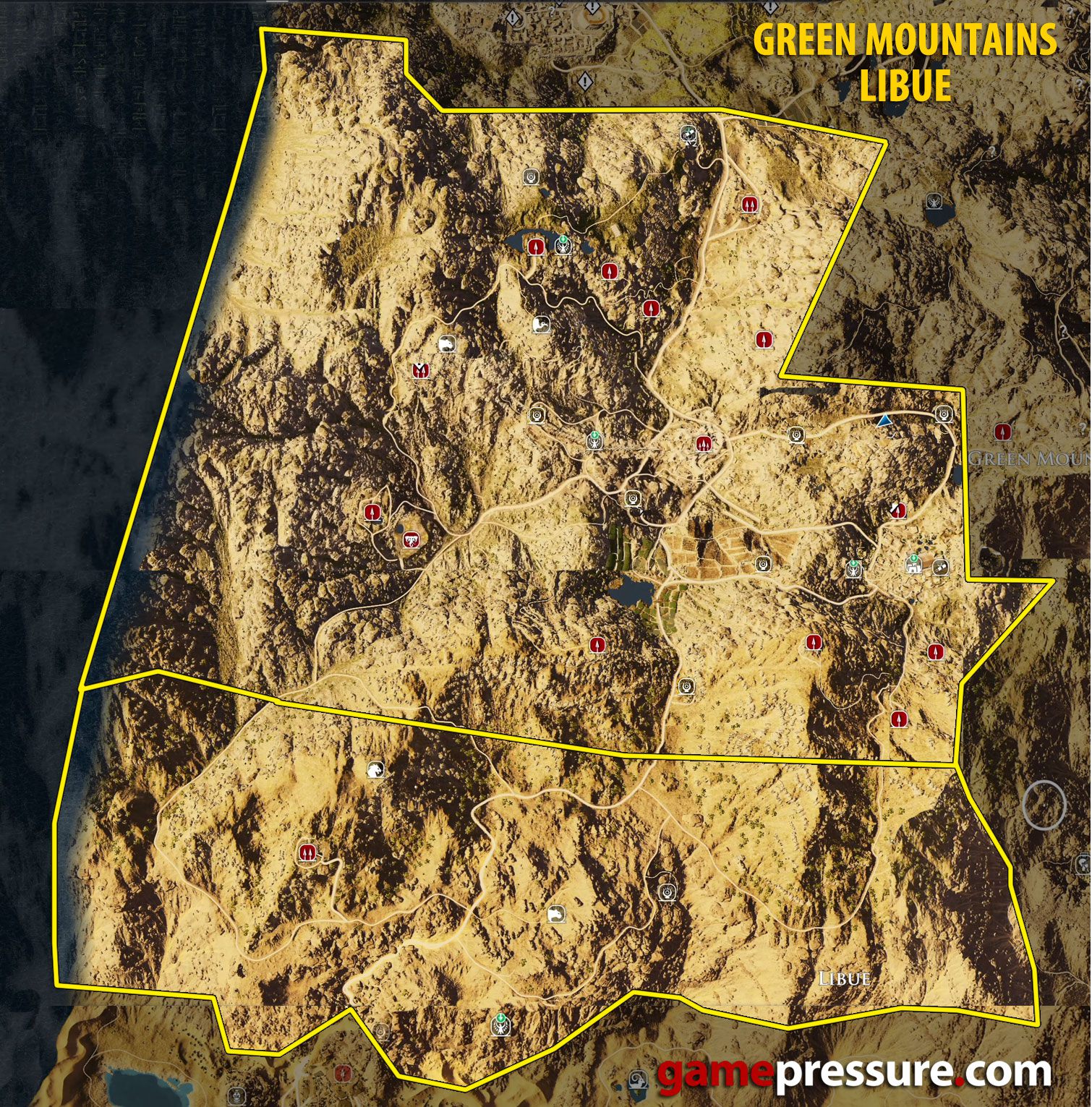 Map of Green Mountains i Libue - Assassin's Creed Origins