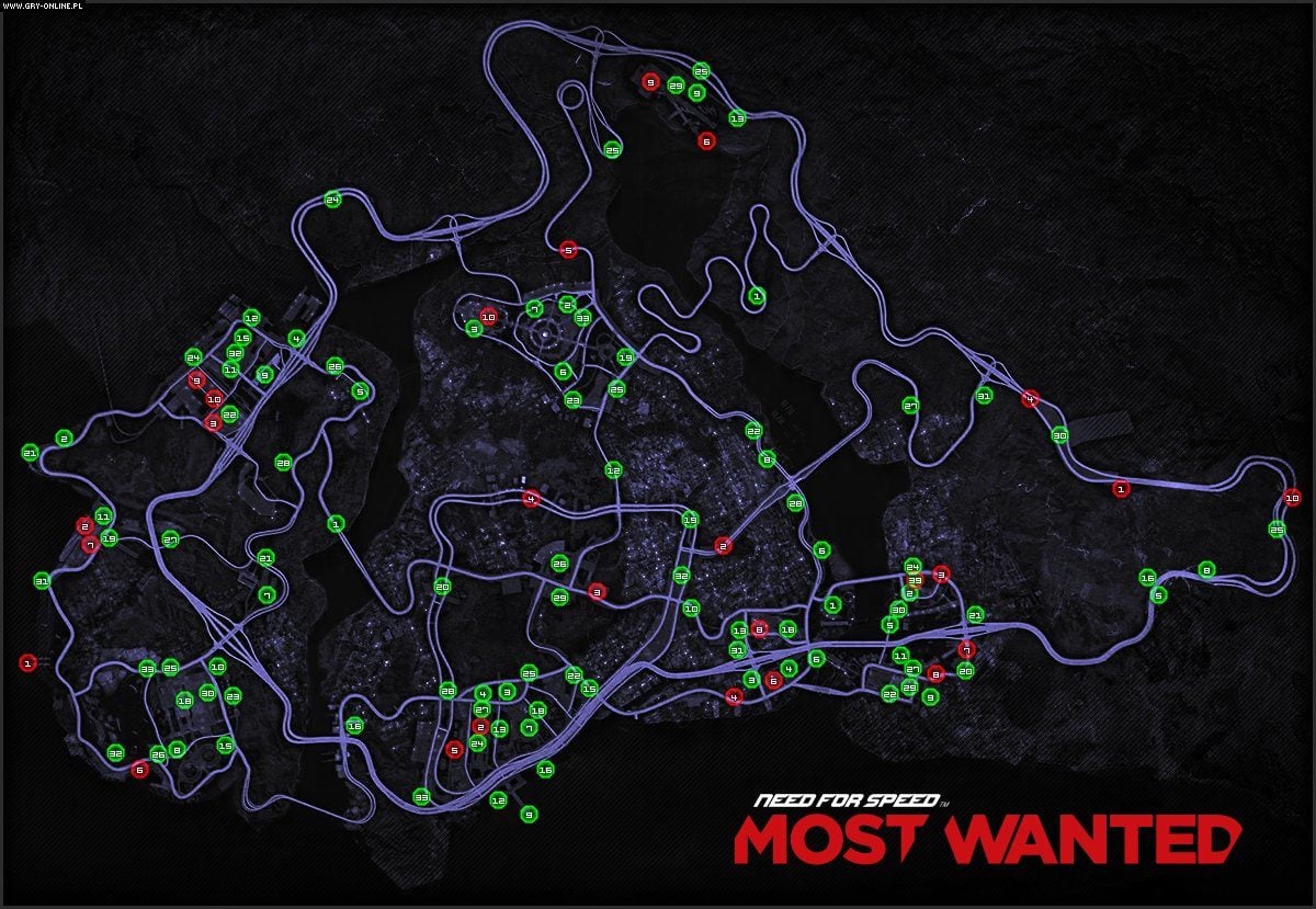 Map of Cars - Need for Speed: Most Wanted.