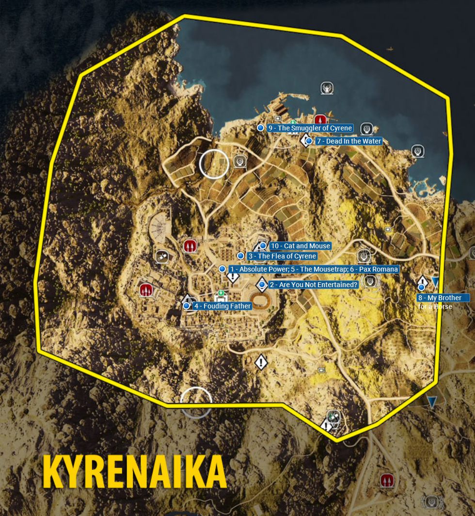 Kyrenaika side quests and quest map | Walkthrough - Assassin's Creed Origins | gamepressure.com
