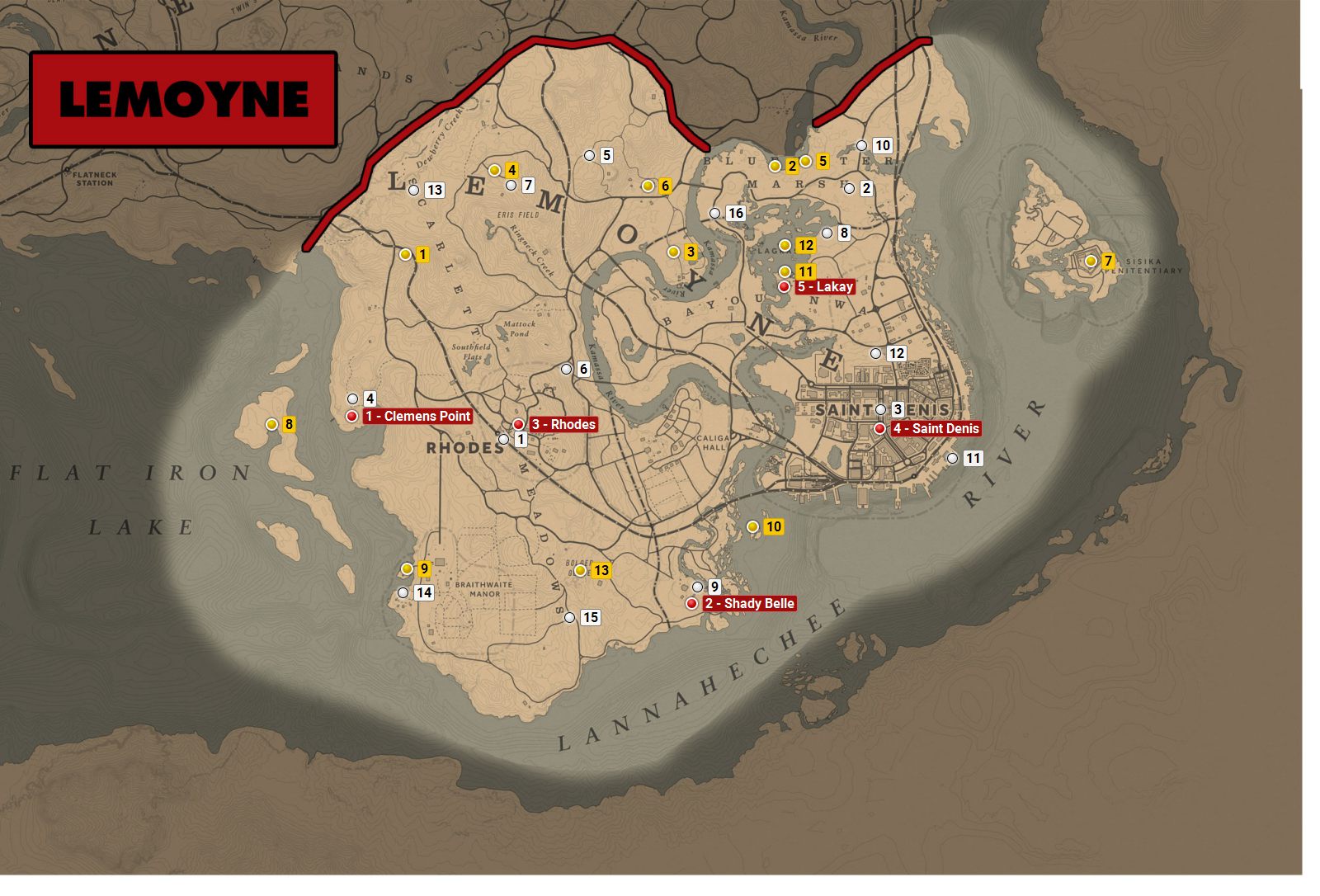Red Dead Redemption 2 Lemoyne World Atlas Map Red Dead