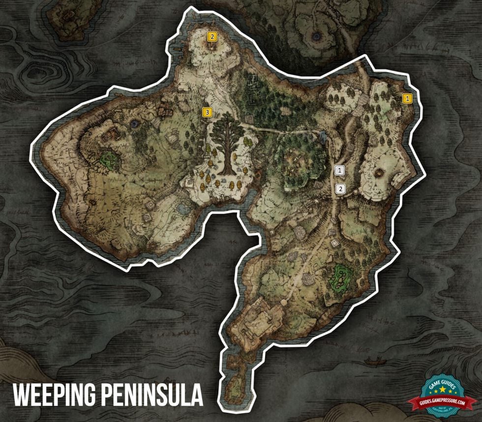 Elden Ring Map - Weeping Peninsula - Ashes