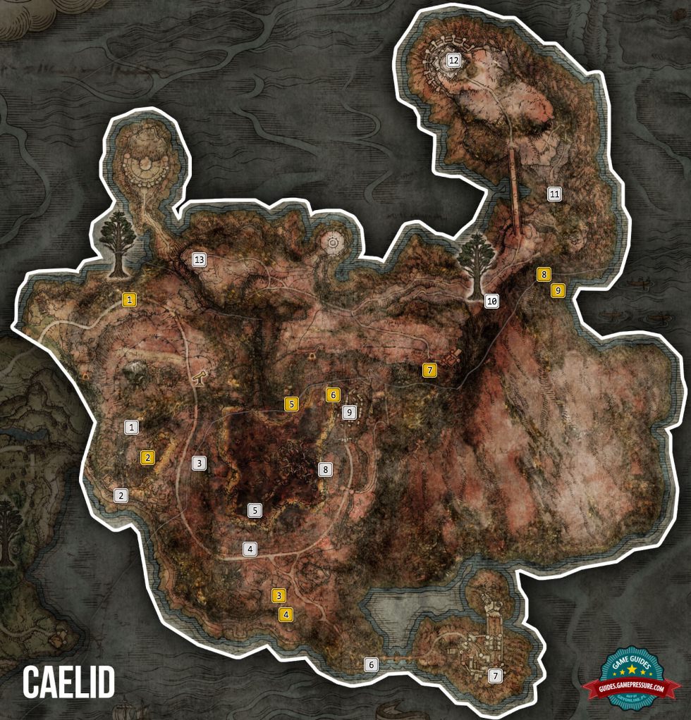 Elden Ring Map - Caelid - Ashes