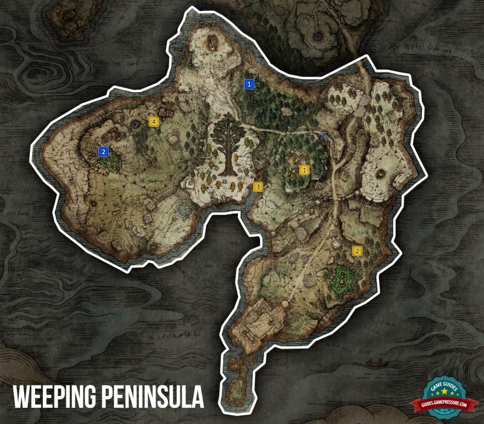Elden Ring Map - Weeping Peninsula - Sorceries and Incantations