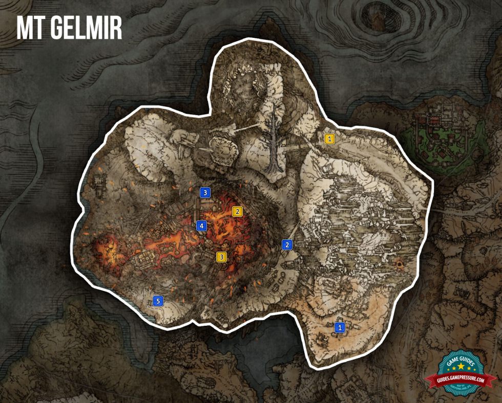 Elden Ring Map - Mt. Gelmir - Sorceries and Incantations
