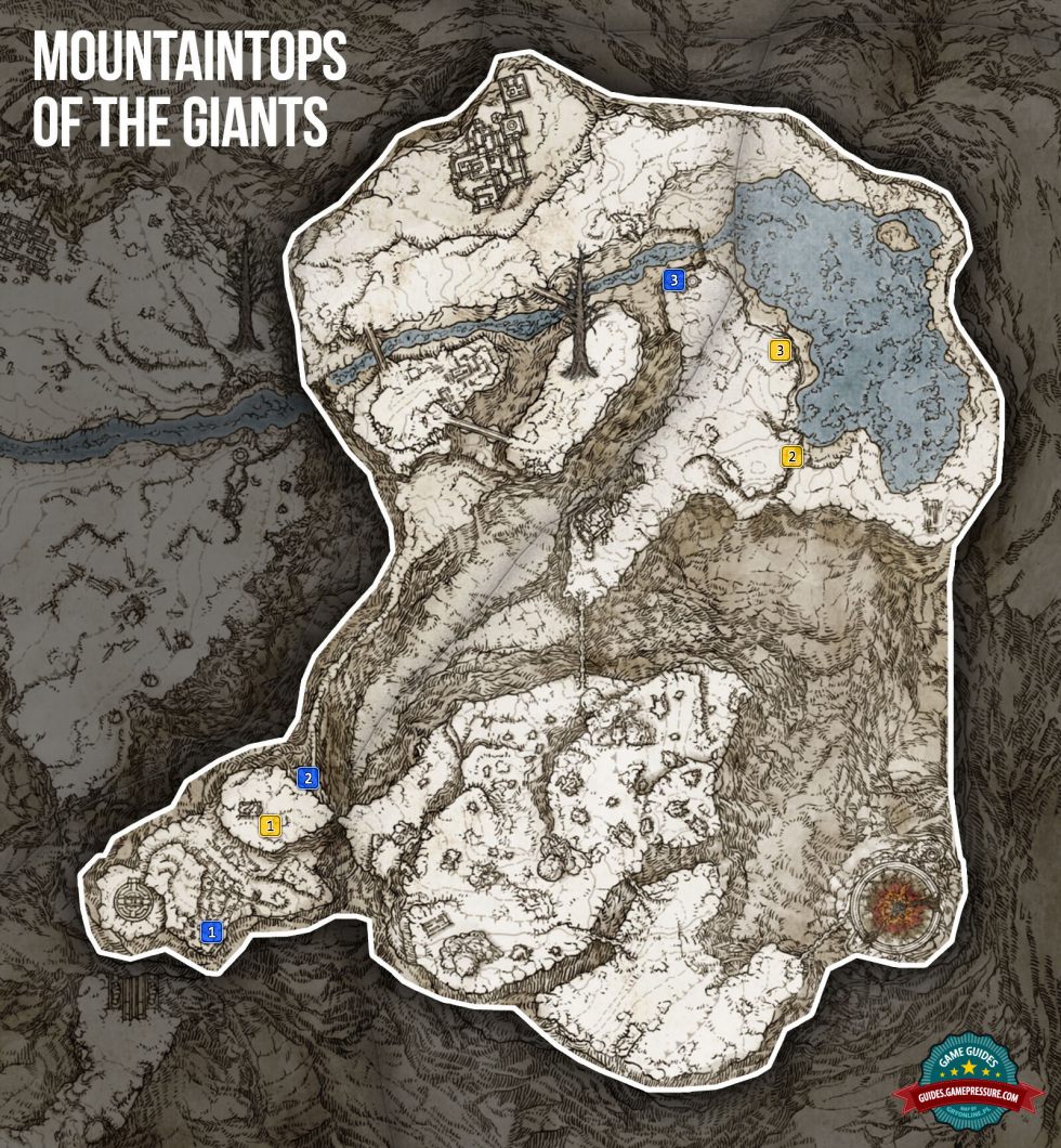 Elden Ring Map - Mountaintops of the Giants - Sorceries and Incantations
