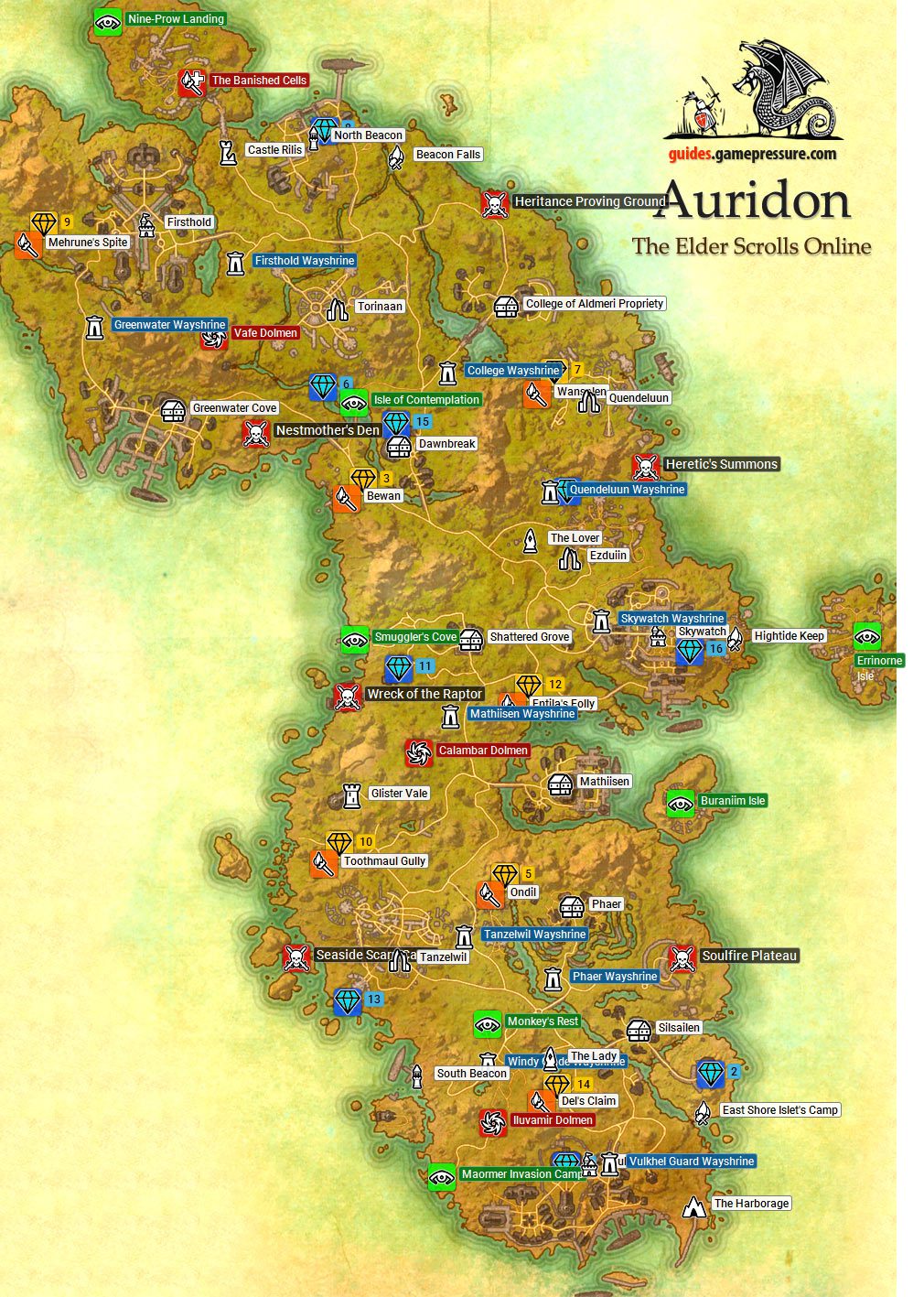 Eso Auridon Map All Locations