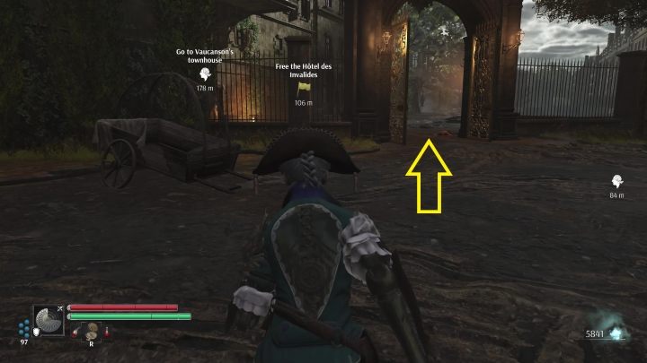 When you reach Les Invalides, turn left through the gate from the square where you are - Steelrising: To Les Invalides - walkthrough - Main missions - Steelrising Guide, Walkthrough