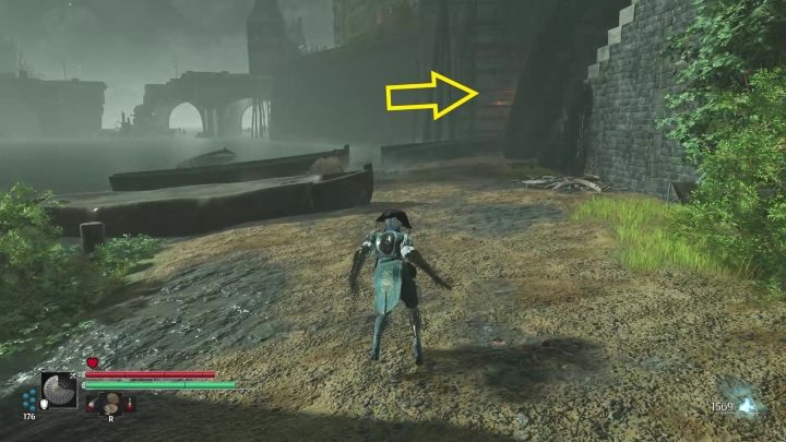 Opposite the stairs, behind the boat, is a hidden passage to the underground - Steelrising: Glory and dishonour - walkthrough - Side missions - Steelrising Guide, Walkthrough