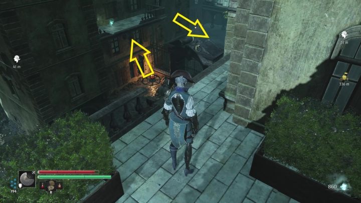 Jump over the balconies and get to the square behind the locked gate - Nicolas Flamels final journey - walkthrough - Side missions - Steelrising Guide, Walkthrough