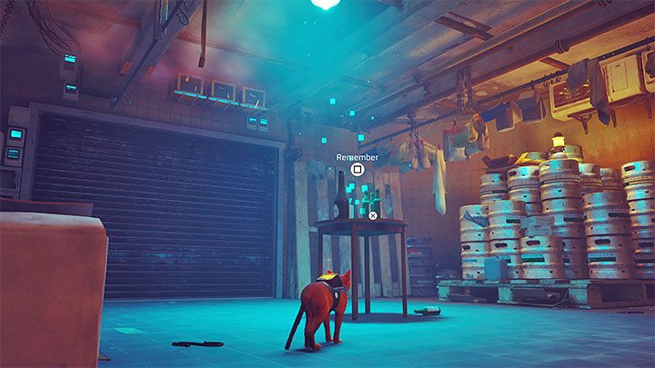 Once you've arrived on the ground floor, the memory is easy to find - it's the small table pictured in the screenshot - Stray: Midtown - All Memories - Memories B-12 - Stray Guide, Walkthrough
