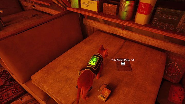 Go to the second floor of the bar - Stray: Sheet Music - list - Secrets and Collectibles - Stray Guide, Walkthrough