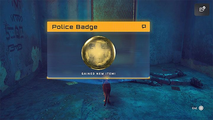 You will find yourself in the cell - you have to examine the inactive robot - Stray: Badges - list of all - Secrets and Collectibles - Stray Guide, Walkthrough