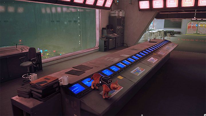 As you enter the control room, listen to what B-12 has to say, and approach the main computer - Stray:Control Room, Chapter 12 - walkthrough, ending - Walkthrough - Stray Guide, Walkthrough