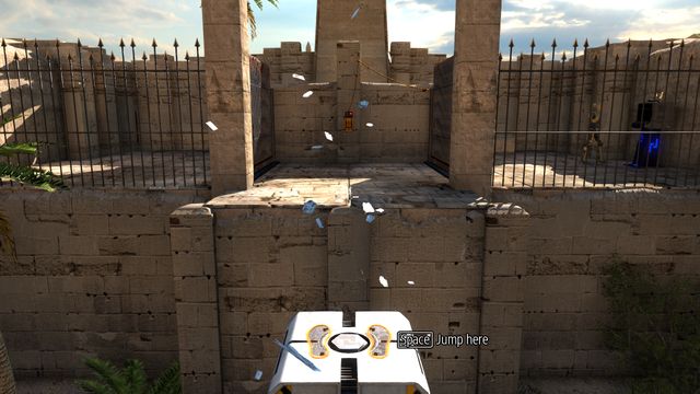 Jump onto the hexahedron and use the lever - Bunny Hop - World 2 - The Talos Principle - Game Guide and Walkthrough