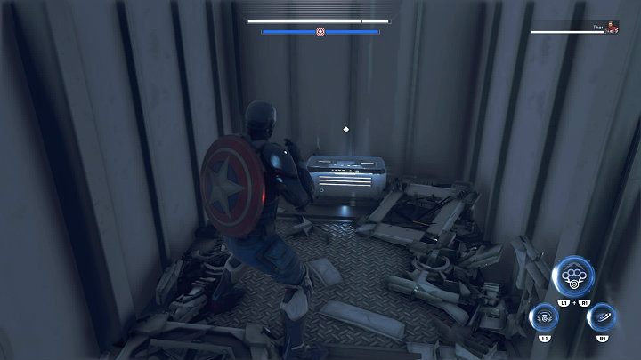 There is one silver chest with gear hidden behind the containers with resources - Marvels Avengers: By Force of Mind, walkthrough - Gold Coast - Marvels Avengers Guide