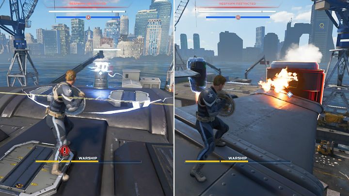 The first generator is located at the back of the ship - Marvels Avengers: Mayhem over Manhattan, walkthrough - Eastern seaboard - Marvels Avengers Guide