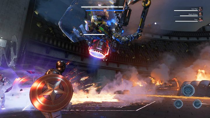 After some time, MODOK will fly up again - Marvels Avengers: MODOK boss - how to beat? Walkthrough - Bosses - Marvels Avengers Guide