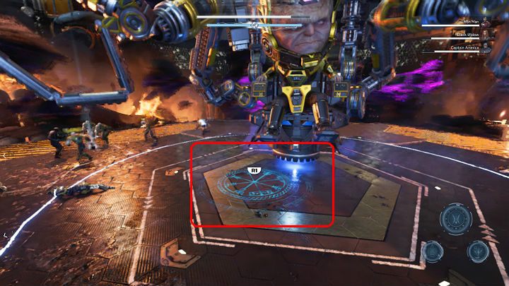 Once the Bifrost is charged, use this ability on MODOK to advance to the next phase - Marvels Avengers: MODOK boss - how to beat? Walkthrough - Bosses - Marvels Avengers Guide