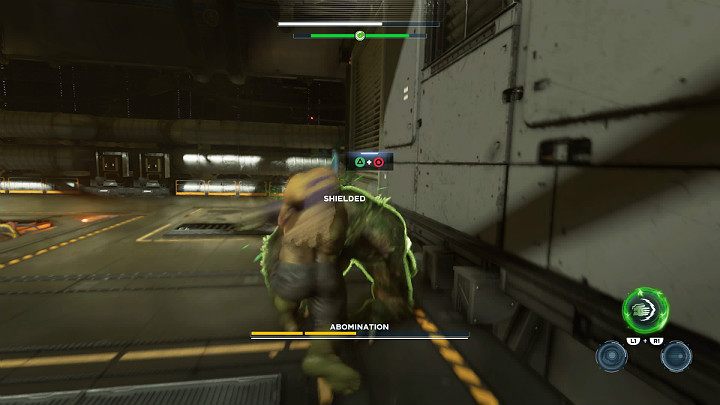 When a combination of buttons to perform a finishing move will appear above the head of the Abomination, then its a sign that you are about to move on to the next phase of this boss fight - Marvels Avengers: Abomination boss - how to beat? Walkthrough - Bosses - Marvels Avengers Guide