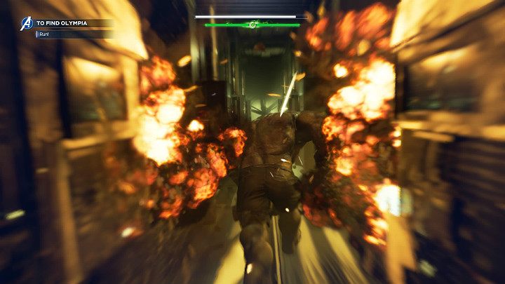 When the enemy suddenly activates a gamma-ray cannon to disable Hulk, youll have to run away - Marvels Avengers: To find Olympia, walkthrough - Pacific Northwest - Marvels Avengers Guide