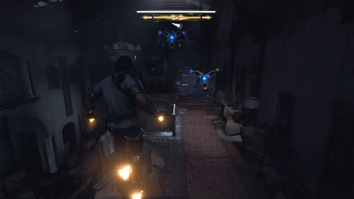 There will be AIM some drones in the room above your head - Marvels Avengers: House Call, walkthrough - Utah Badlands - Marvels Avengers Guide
