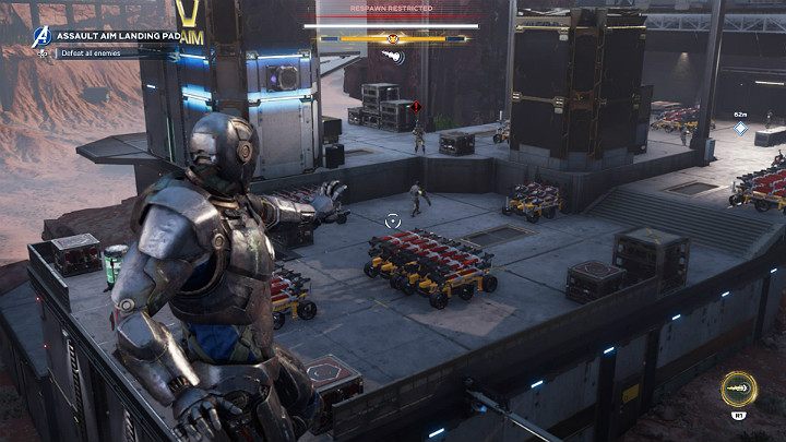 Once you reach the lift leading to the dropship, you will have to face the AIM forces - Marvels Avengers: Armor chase, walkthrough - Utah Badlands - Marvels Avengers Guide