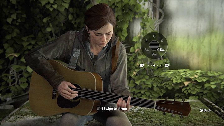 Nach dem Freischalten des vollständigen Gitarren-Minispiels ist die Steuerung wie folgt: The Last of Us 2: Wann ist das Gitarrenspielen verfügbar?  - Kampagne und Erkundung – The Last of Us 2 Guide