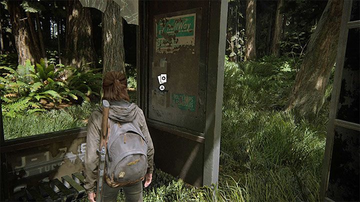Check the bus stop to find the secret - The Last of Us 2: The Gate - collectibles, artefacts, coins - Seattle Day 1 - Ellie - The Last of Us 2 Guide