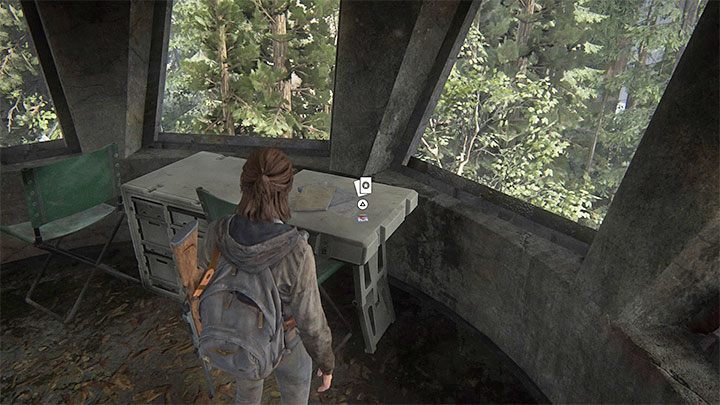 The trading card is on the desk in the towers vantage point - The Last of Us 2: The Gate - collectibles, artefacts, coins - Seattle Day 1 - Ellie - The Last of Us 2 Guide