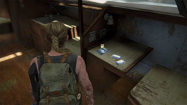 Look inside the hanging boat - The Last of Us 2: On Foot - collectibles, artefacts, coins - Seattle Day 1 - Abby - The Last of Us 2 Guide