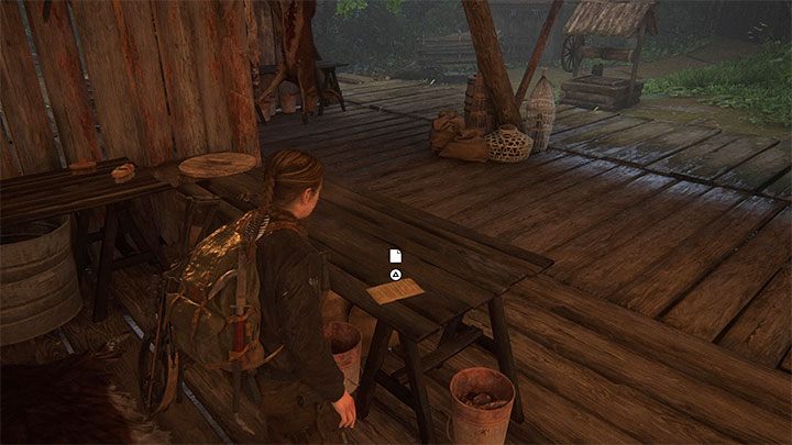 The document lies on a wooden table inside one of the huts - The Last of Us 2: The Island - collectibles, artefacts, coins - Seattle Day 3 - Abby - The Last of Us 2 Guide
