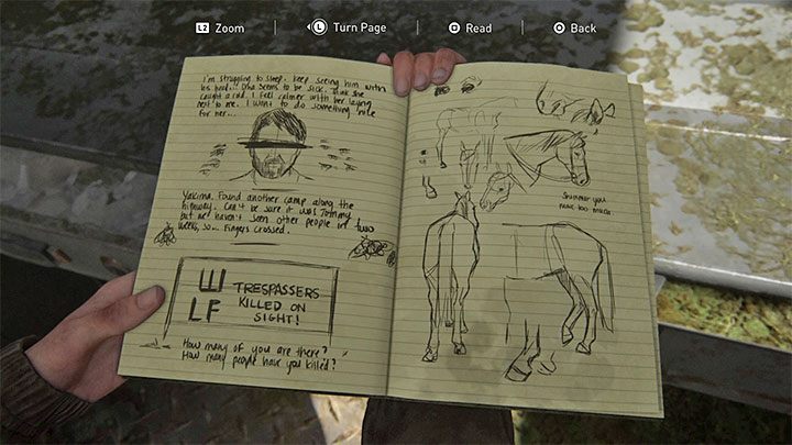 Shimmer is the name of a horse belonging to Ellie - The Last of Us 2: Easter-eggs on Ellie stages - Easter-eggs and curiosities and - The Last of Us 2 Guide