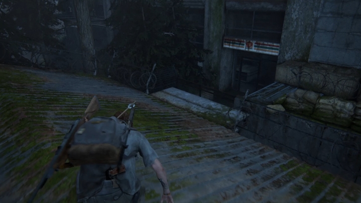 Go forward and walk through the revolving door - The Last of Us 2: The Seraphites, Seattle Day 2 Ellie walkthrough - Seattle Day 2 - Ellie - The Last of Us 2 Guide