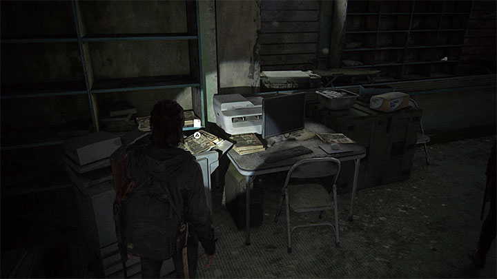 The leaflet is lying on a photocopier - The Last of Us 2: Downtown map - collectibles, artefacts, coins - Seattle Day 1 - Ellie - The Last of Us 2 Guide