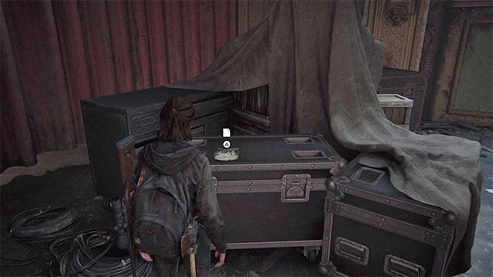 Climb onto the stage and look for the leaflet on one of the large containers - The Last of Us 2: The Theatre - collectibles, artefacts, coins - Seattle Day 1 - Ellie - The Last of Us 2 Guide