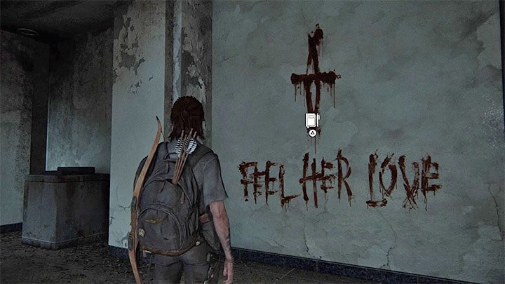 You have to approach a large sign painted on one of the walls - The Last of Us 2: In Search of Nora, The Seraphites - artefacts, coins - Seattle Day 2 - Ellie - The Last of Us 2 Guide